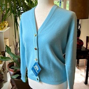 Ballantyne Baby Blue Cashmere Linda Cardigan Sweater
